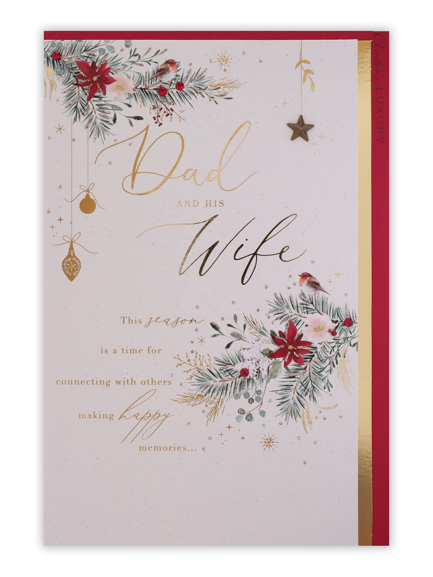 Clintons: Robins & Flowers Dad & Wife Christmas Card, Multi-Colour, 155 x 235 (1171407)