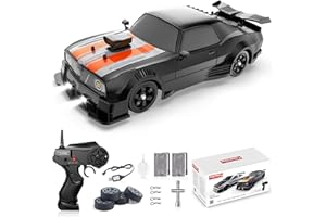 Remote Control Car RC Drift Car 1:16 Scale 4WD 18KM/H High Speed Model Vehicle 2.4GHz LED Lights Spray Rubber Tire Racing Spo