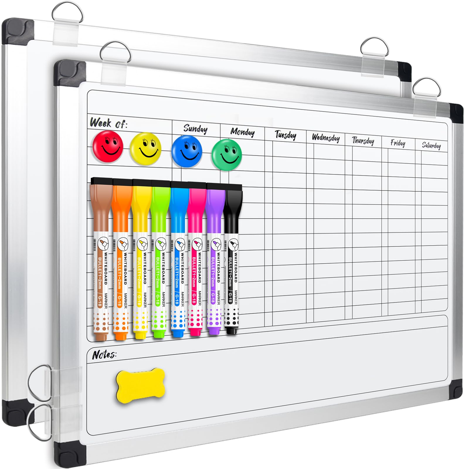 Photo 1 of EAONE Magnetic Chore Chart & Whiteboard for Kids/Adults 16x12, Double Sided Dry Erase Chore Board for Wall, Aluminum Framed Weekly Chore Calendar for Teens Family with Markers, Magnetic Pins & Eraser