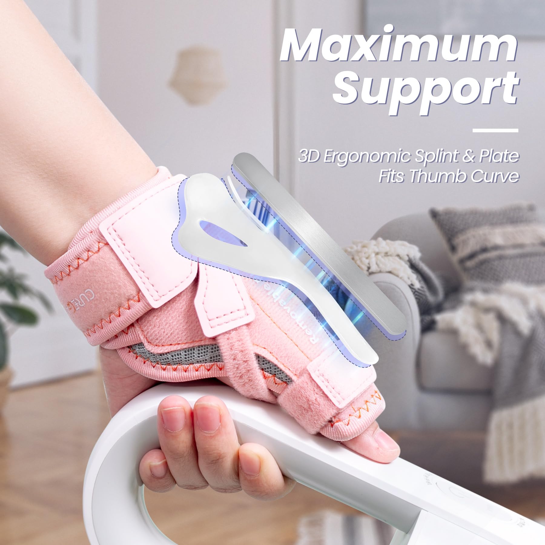 New Upgraded 2 in 1 Thumb Brace, Removable Thumb Spica Splint Left Right Hand with 3 Level Stability, Reversible Thumb Support for CMC, De Quervain’s Tendonitis, Trigger Thumb (S/M, Pink)