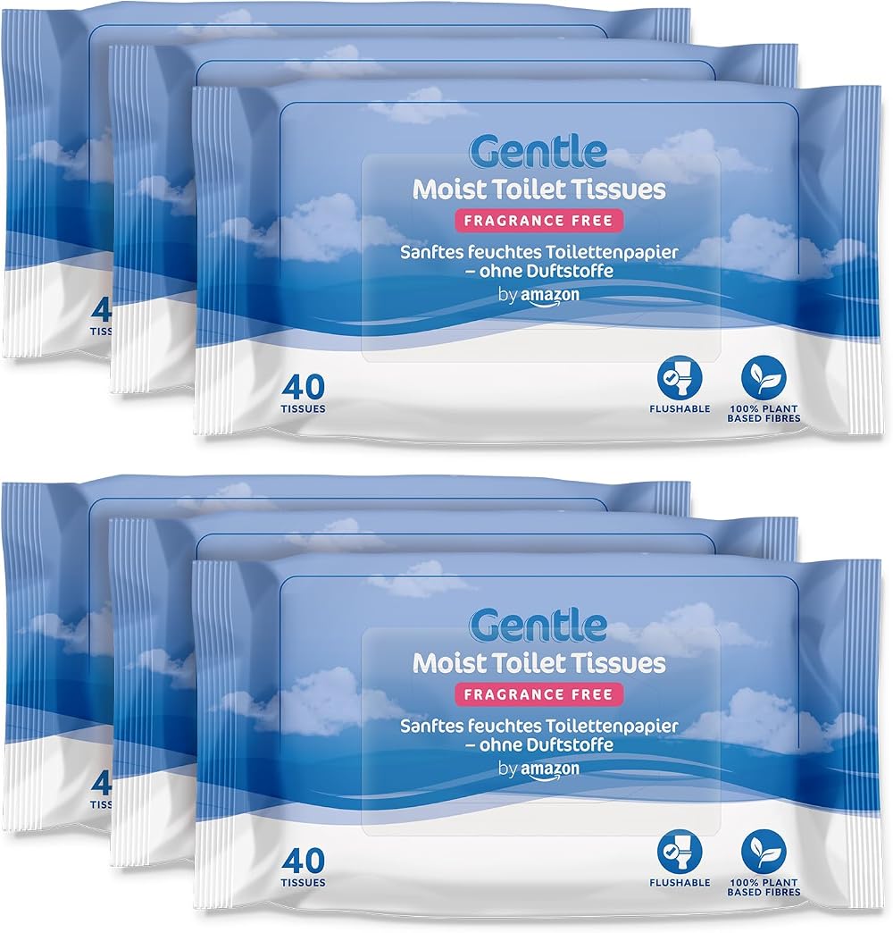 by Amazon Gentle Moist Toilet Tissues Unscented 240 Count 6 Packs