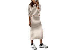PRETTYGARDEN 2 Piece Skirts Sets For Women Fall Fashion 2025 Striped Sweater Dress Knit Lounge Travel Outfits Winter Clothing