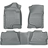 Husky Liners Weatherbeater Floor Mats | Fits 2007-2013 Chevrolet Silverado 1500, GMC Sierra 1500; 2007-2014 Silverado/Sierra 2500/3500 Crew CAB, Footwell Coverage | Front & 2nd Row, 3-pc Grey - 98202