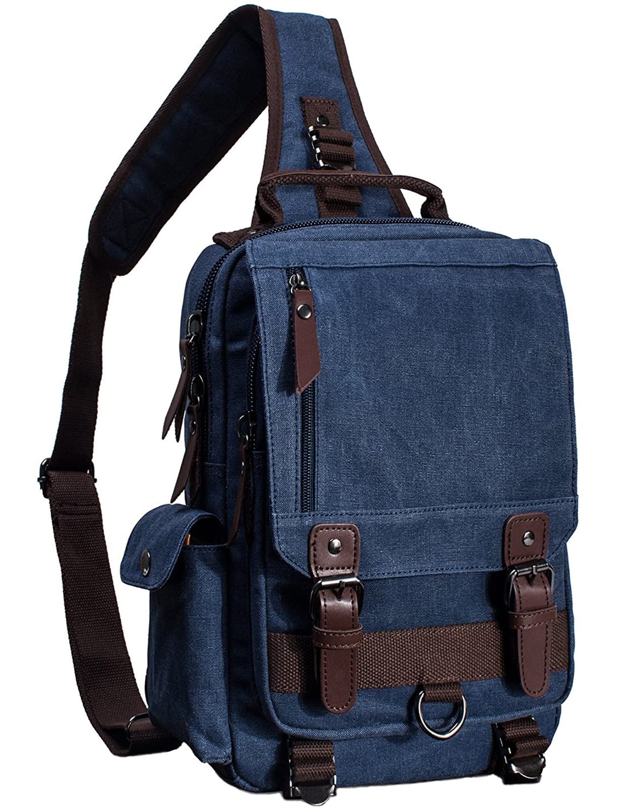 mygreen Men's Retro Casual Canvas Multifunction Laptop Messenger Cross Body Shoulder Bag(Small, Dark Blue) โ image 1
