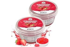 52USA Strawberry Popping Boba (1000g), Bursting Popping Pearls for Bubble Tea, Beverages, Sweets, Ice Cream, Shakes, Desserts & Smoothies Topping, 1.1 Pound (Pack of 2)