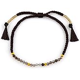 GemSymphony Gemstone Beads Braided Bracelet – 3.5mm Natural Stone Beads, Handmade Adjustable Braided Rope Bracelet, Healing Crystal Jewelry for Men & Women, Unisex Boho Gift