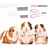 Guinea Pig Brush Kit Hamster Cleaning Grooming Comb with Nail Clipper Trimmer, Nail Files - Professional Small Animal Grooming Tool for Rabbit, Bunny, Puppy, Kitten, Ferret