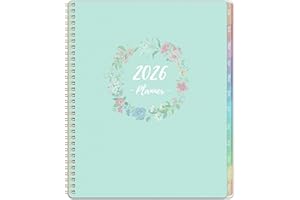 AMOROUD 2026 Planner - 2026 Weekly and Monthly Planner, Jan 2026 - Dec 2026, 2026 Calendar Planner, 9" x 11", Front & Back Transparent Plastic Cover, Colorful Monthly Tabs, Back Pocket, Holidays, Habit Tracker