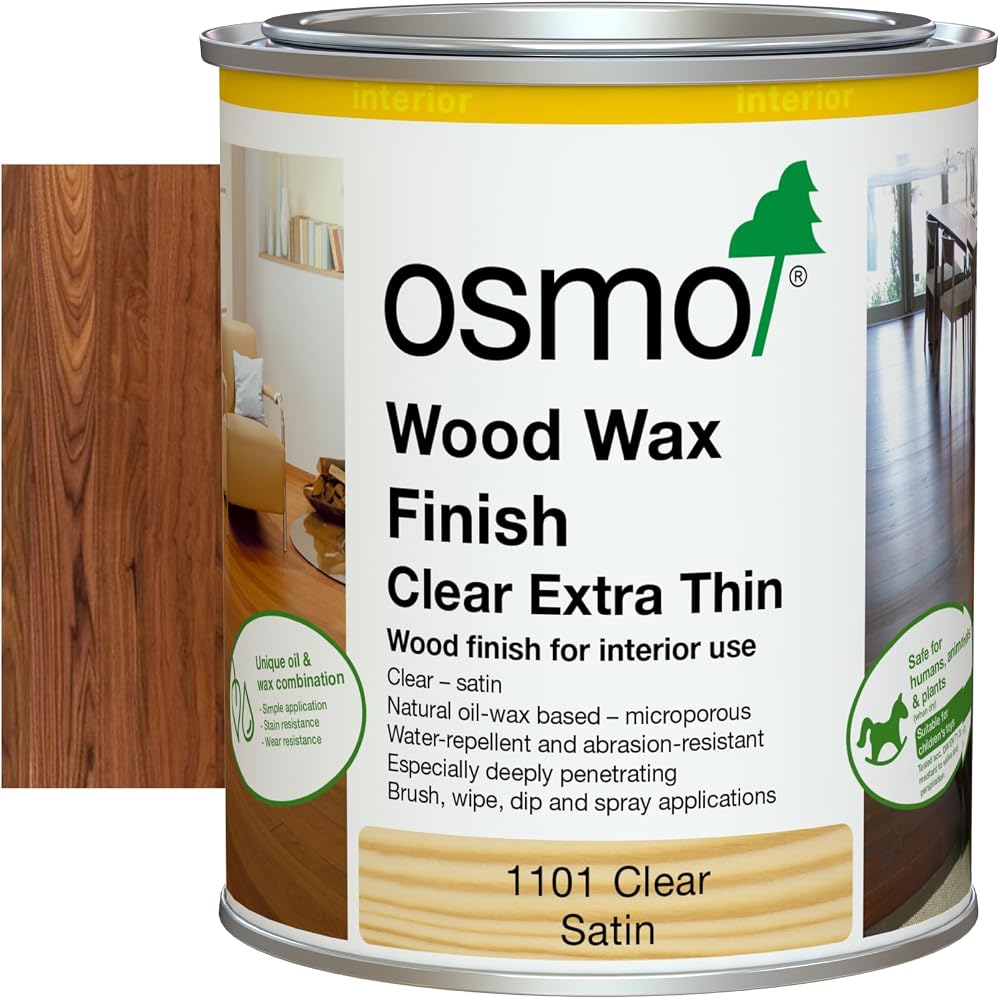 Osmo 1101C 0.75L Extra Thin Wood Wax Finish Clear Satin Oil Based