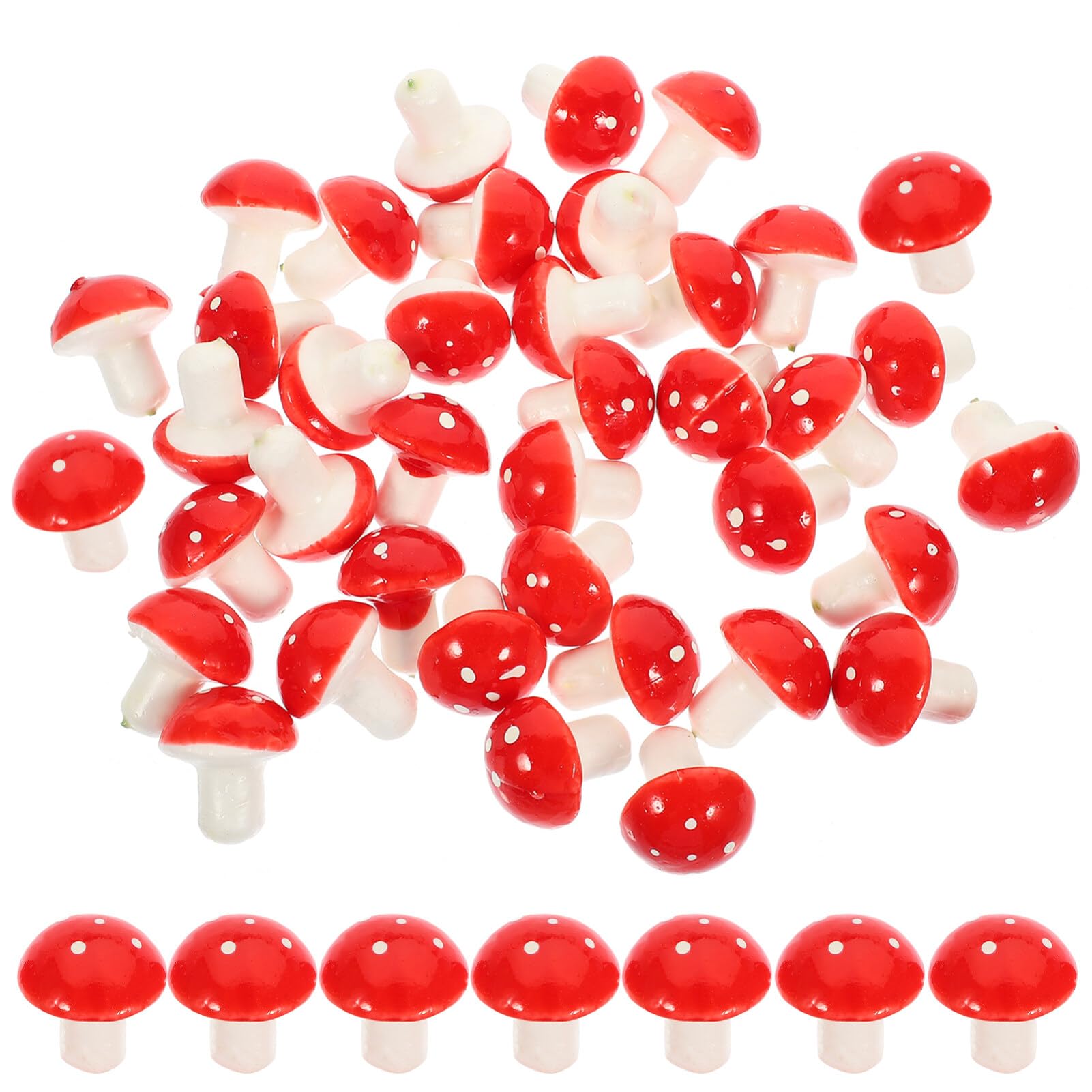 YARNOW 60pcs Simulated Mushroom Glass Mushroom Mini Dollhouse Cake Topper Decorations Model Moss for Plants Fairy Gardens Toadstool DIY Mini Decors Statues