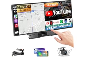 Largest 11.5 inch Wireless CarPlay Screen for Car,Built-in N-etflix/YouTube/TikTok and other apps,A-pple CarPlay & Android Au