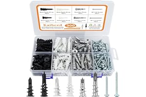 KAIBCED 300 PCS Dry Wall Anchors, Self Drilling Wall Anchors and Screws for Drywall, Sheetrock, Hollow Door, Plaster Wall, Wall Anchors and Screws for Drywall with Organizer Box