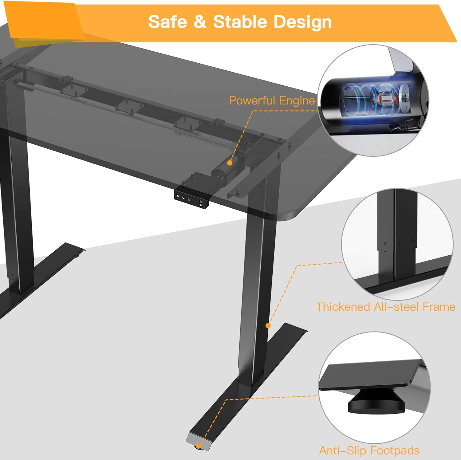 ErGear Electric Height Adjustable Standing Desk, 48 x 24 Inches Stand up Desk Workstation, Sit Stand Desk Home Office Table with Solid Wood Splice Tabletop Black: Kitchen & Dining