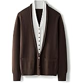 Ciovkis Women's Merino Wool Sweater Fake Two Piece Cardigan 2025 Fall Winter V Neck Color Block Long Sleeve Knitted Tops