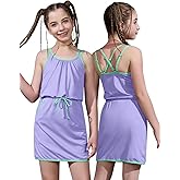 Mirawise Girls Casual Summer Sundress with Shorts Set 2 Piece Sleeveless Spaghetti Stra Dress with Pockets Playwear Outfit