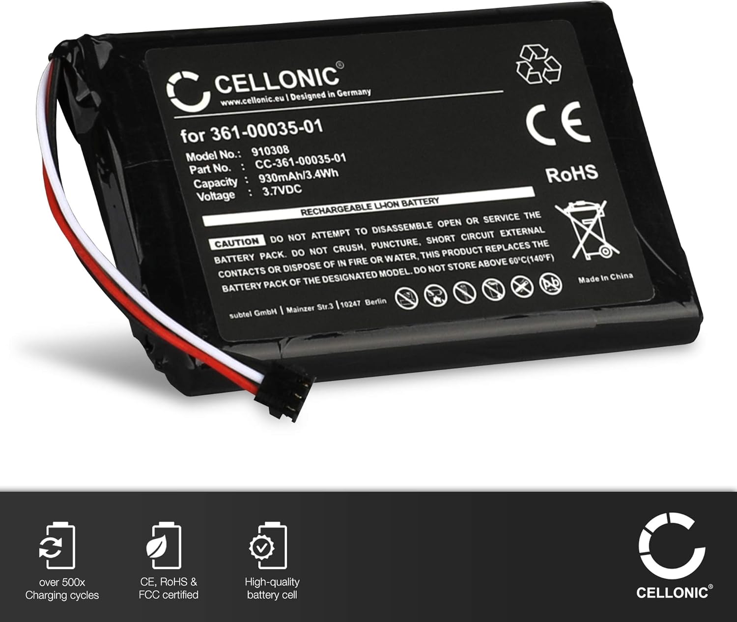 CELLONIC, battery sat nav compatible with Garmin nüvi 2360LT, nüvi 2495LMT, nüvi 2595LMT (930mAh - Image 3