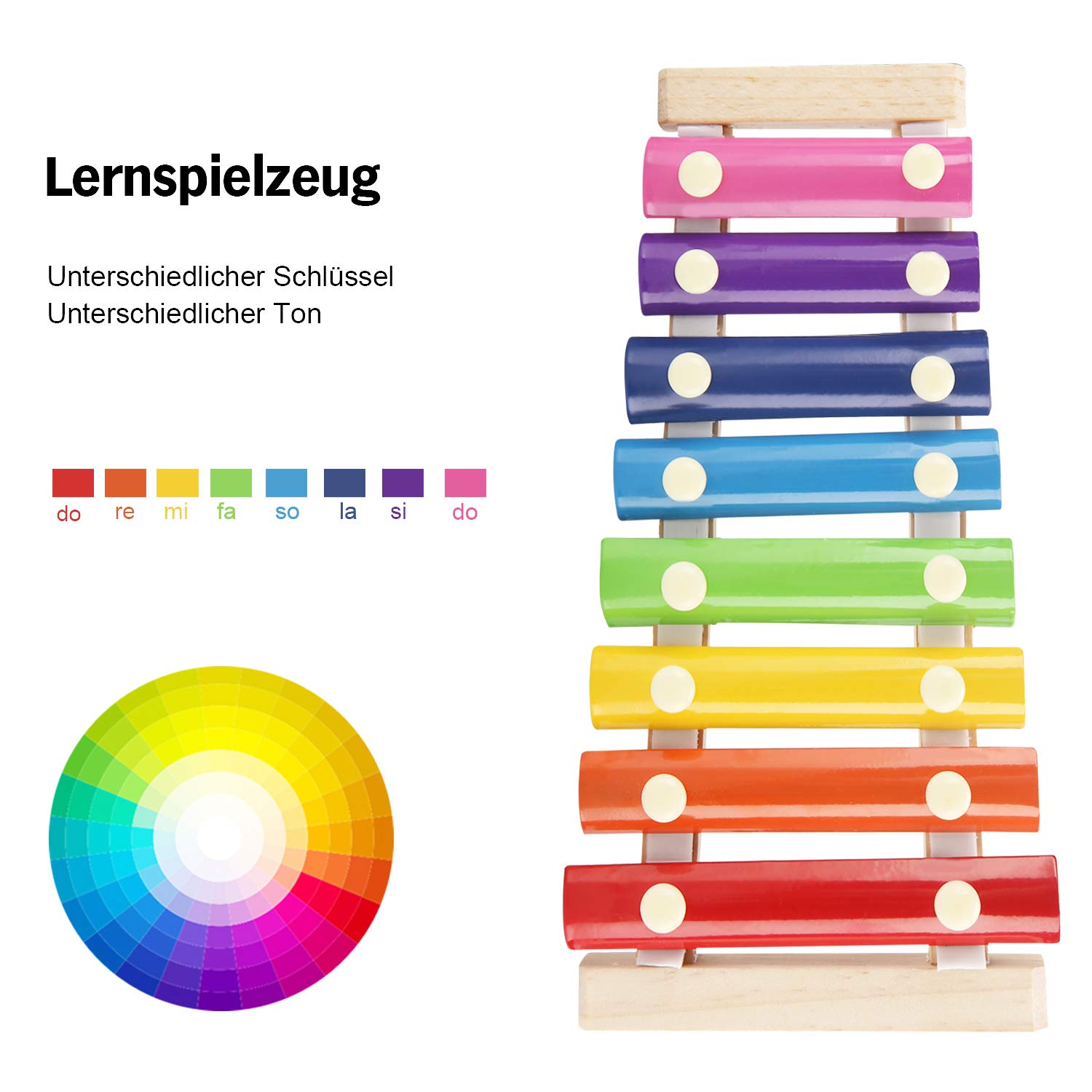 Xylophon Kinder Musikinstrumente Glockenspiel Musical Spielzeug Holz schlägel Kinderschlagzeug Pädagogische Geburtstag Weihnachten Holzspielzeug für Babys mit zwei kindersicheren hölzernen Schlägeln