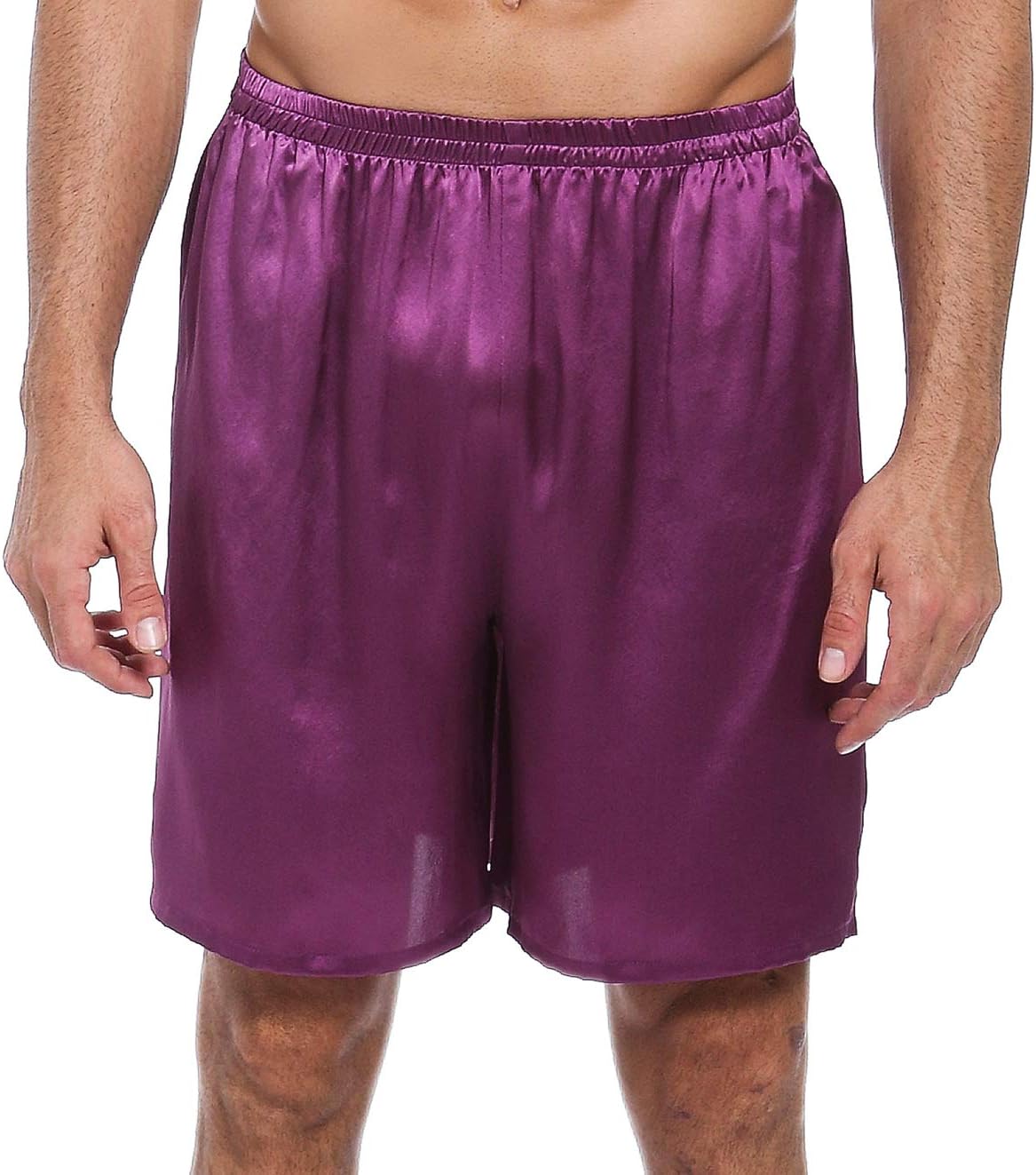 LEPTON 100% Mulberry Silk Shorts for Men, Silk Boxers Sleepwear, Relaxed Fitness Wear, Front Pockets, Elastic Waist