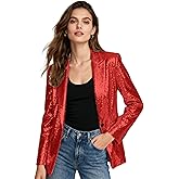 Womens Jacket Sequins Suits Blazer Party Open Front Sparkly Cardigan Coat Christmas