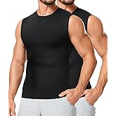 TAILONG 2 Pack Compression Shirt Men - Athletic Base Layer Sleeveless Workout Tank Top Slimming Undershirt