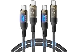 SooPii 240W USB C to USB C Cable[4ft 2-Pack],Fast Charging USB C Cable with LED Display for Galaxy S23+/S23 Ultra/S22 Ultra,M