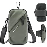 Phone Holder Arm Bands, Small Crossbody Shoulder Holsters Bag with Arm Band, Fits iPhone and All Cell Phones, Use for Running, Walking, Hiking & Biking (Plus Size Army Green)