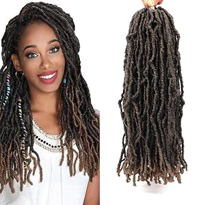 18 Inch Nu Faux Locs Crochet Hair for Black Women Natural Curly Wavy Goddess Locs Crochet Braids 6 Packs Synthetic Soft Locs Hair Extensions(6Pcs,T27,18Inch)