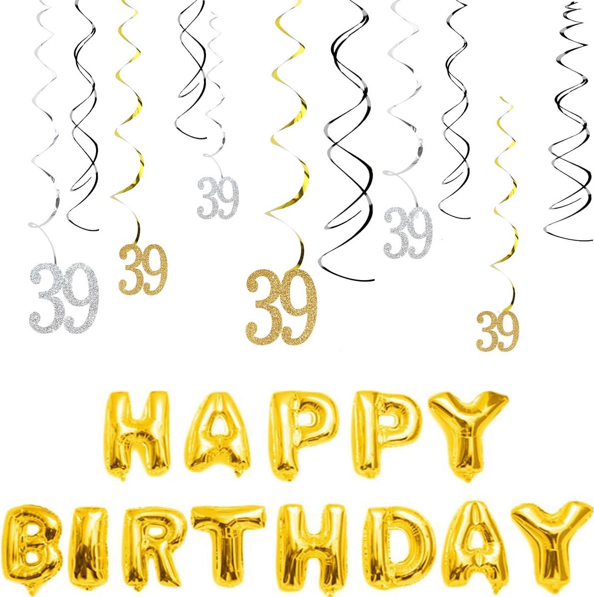 Amazon Com Magjuche 39th Birthday Decorations Kit Gold Silver