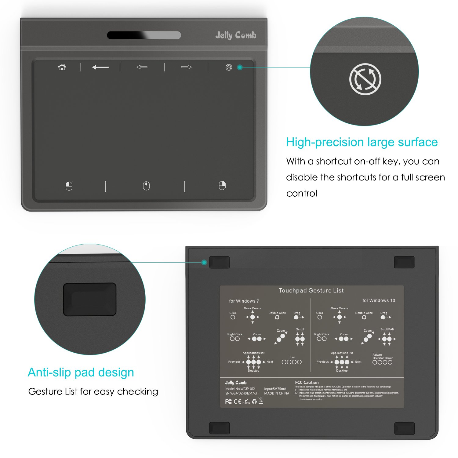 VOGEK Trackpad Touchpad, Jelly Comb USB Wired Touchpad with MultiTouch
