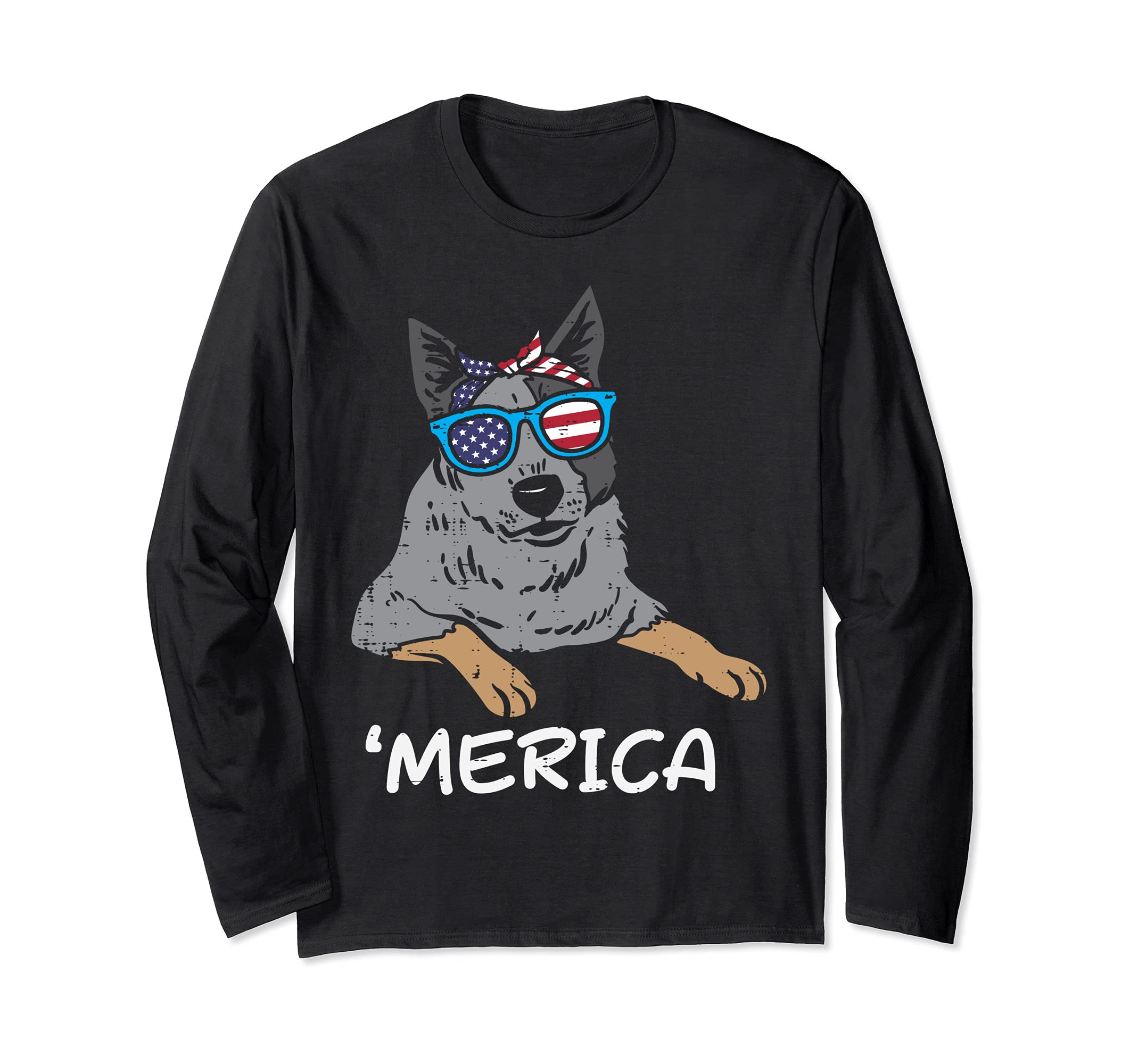 Merica Heeler Cattle Dog American USA 4th Of July Fourth Dog Long Sleeve T-Shirt