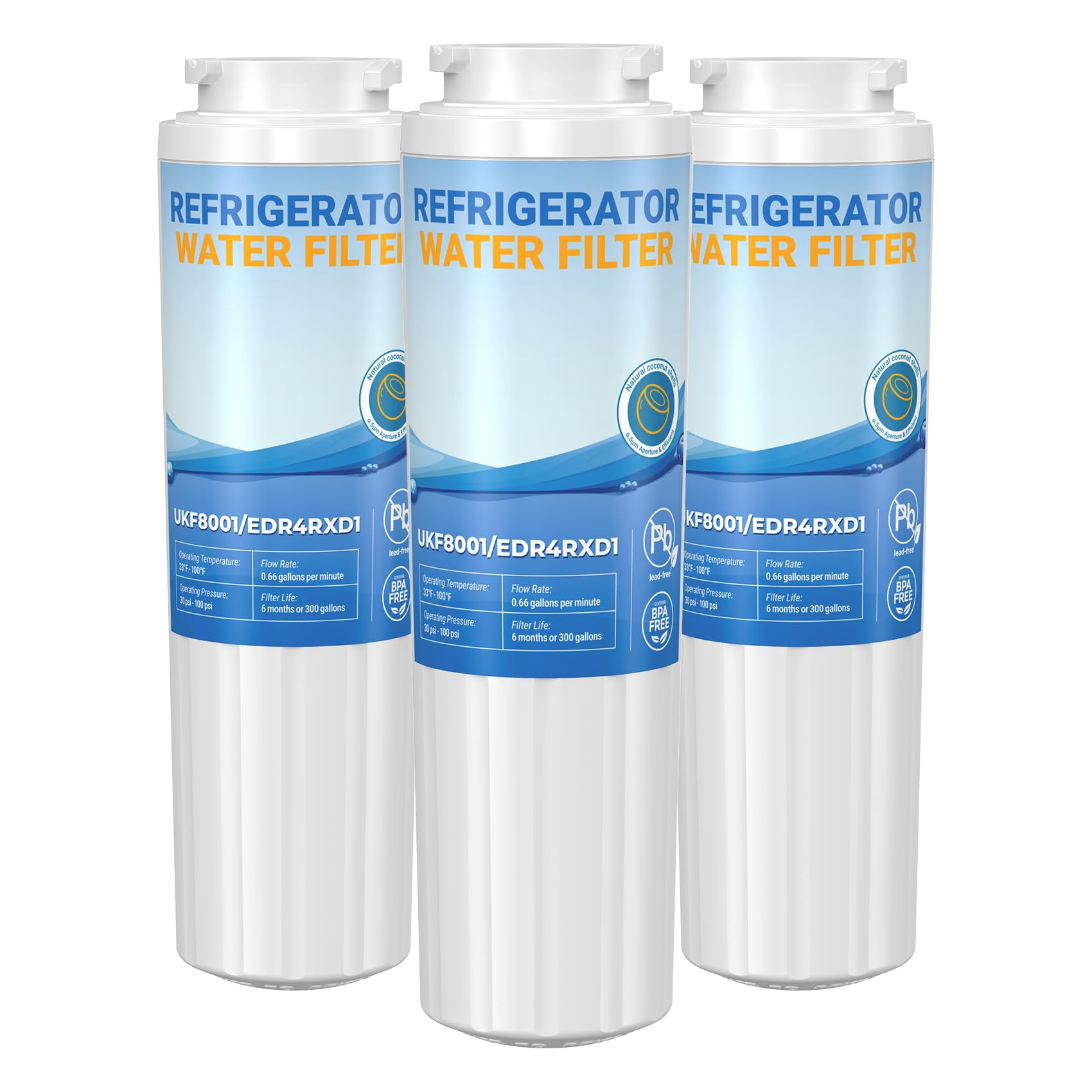 Photo 1 of UKF8001 Replacement for Whirlpool Filter 4 - Edr4rxd1 Water Filter fit for Filter 4, whr4rxd1, UKF8001AXX-200, krfc300ess01, wrf555sdfz16 wrx735sdhz00 wrx735sdhz02,Hdx Fmm-2 | 3pack | Zypxsyxgb