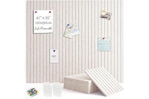 Acidea Large Cork Board Alternative, 120x90cm 12pcs Felt Wall Tiles with Safe Removable Adhesive Tabs and 50 Push Pins, Felt 