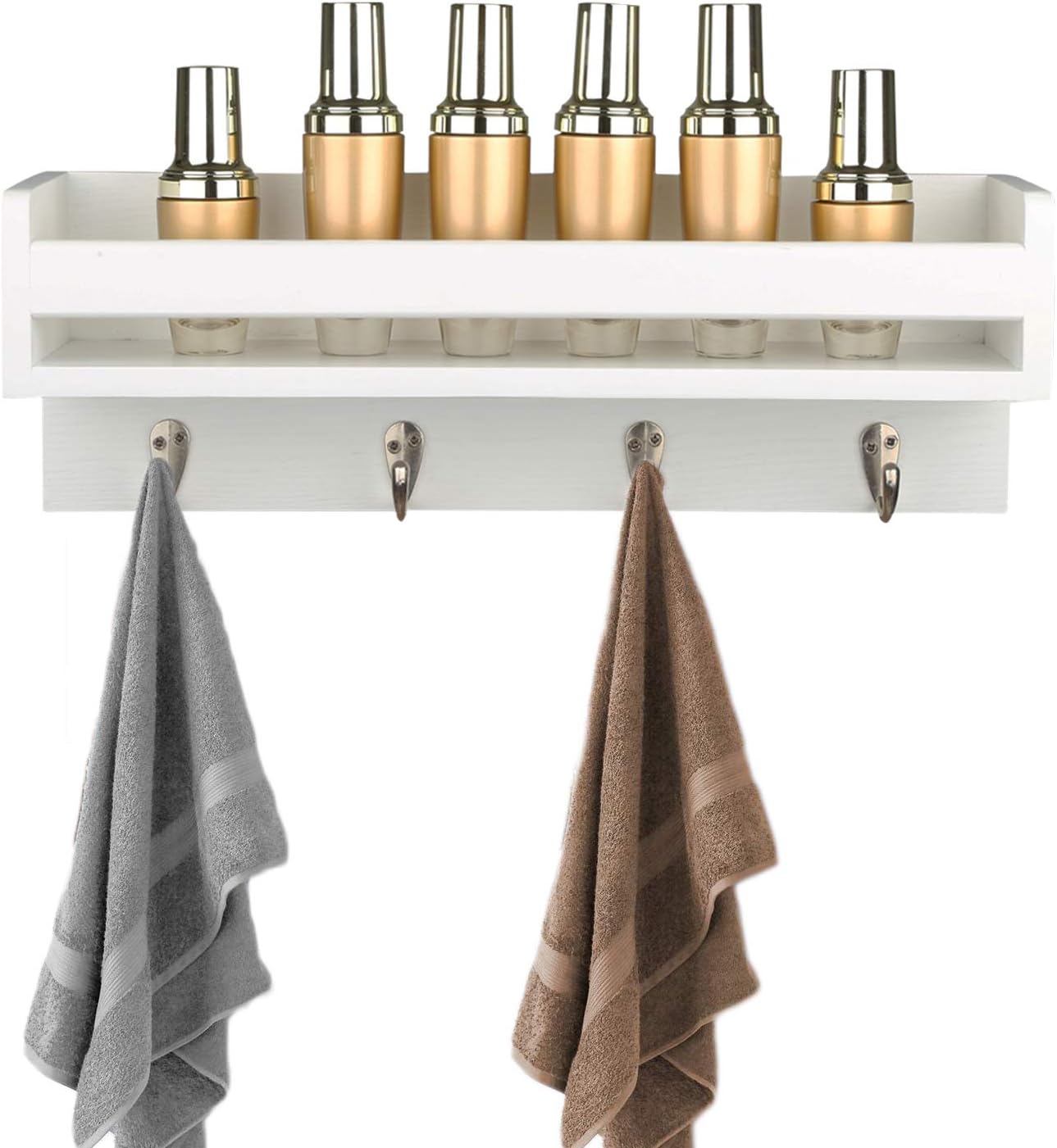 Halcent Perchero Pared Estantería Flotante Madera Perchas de Pared