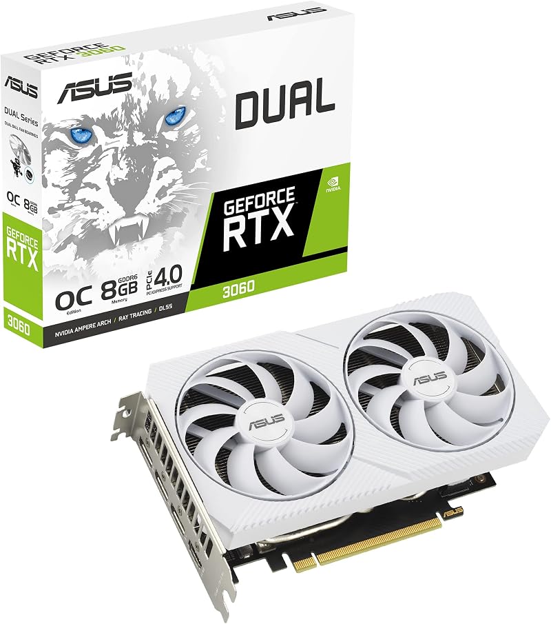ASUS Dual NVIDIA GeForce RTX 3060 White OC Gaming 8GB GDDR6 PCIe 4.0 HDMI