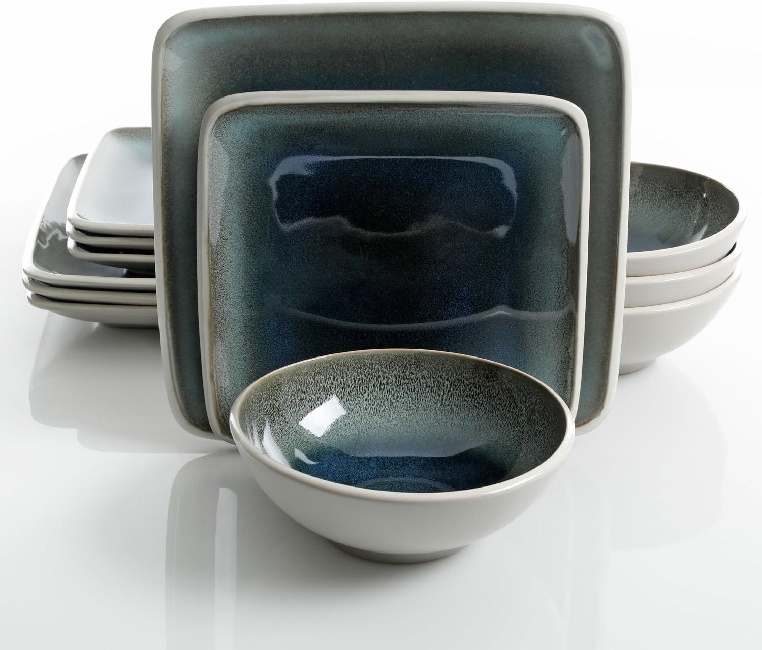 Gibson Elite Namastay 12 Piece Dinnerware Set, Blue