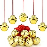 Gejoy Christmas Bell Necklaces Large Jingle Gold Bell Necklaces for Craft Holiday Party Supplies