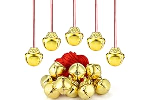 Gejoy Christmas Bell Necklaces Large Jingle Gold Bell Necklaces for Craft Holiday Party Supplies