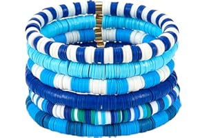 Ornaland Heishi Surfer Bracelets Set Polymer Clay Heishi Beads Stretch Bracelets Bohemia Summer Beach Jewelry for Women