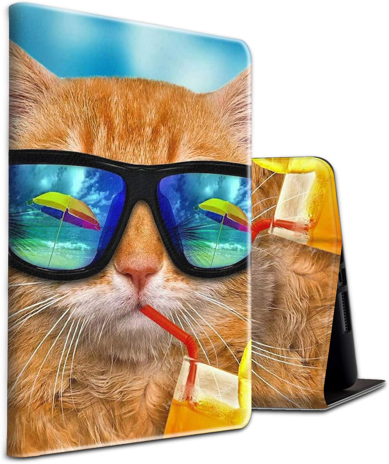 Case for iPad 7th Gen 10.2" 2019 / iPad 10.2 Inch Case,Skyfree Auto Wake/Sleep Protective Stand Cover with Adjustable Angles for iPad 7th Gen,Cool Cat