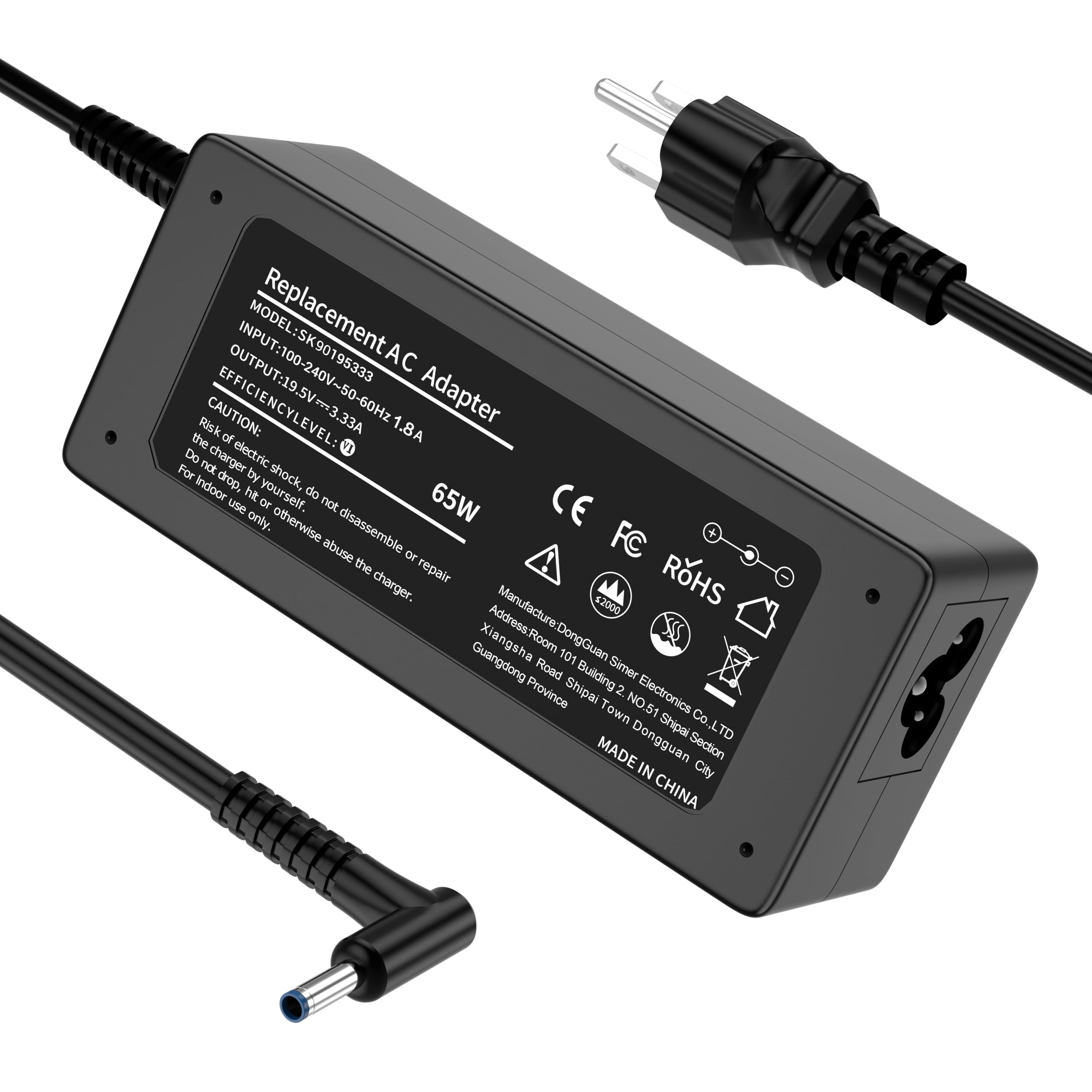Yenyoh 65W Replacement for HP Laptop Charger Probook, Envy, Pavilion, Stream, EliteBook, X360 Computer Charger Blue Tip Notebook PC Power Cord
