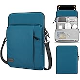 MoKo 10-13 Inch Tablet Sleeve Bag Carrying Case with Pockets Fits New 13 Inch iPad Pro M5 & Air M3, Pro 12.9/11 in,iPad 10th/Air 5/4th 10.9, i-Pad 7/8/9th 10.2, Galaxy Tab S8+/S9+ 12.4, Peacock Blue