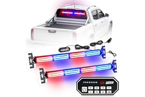 LRTER 2x17.7 Emergency Flashing LED Traffic Advisor Strobe Light Bar Interior Safety Warning Lights For Construction Vehicles Snow Plow Tow Trucks(Red/Blue)