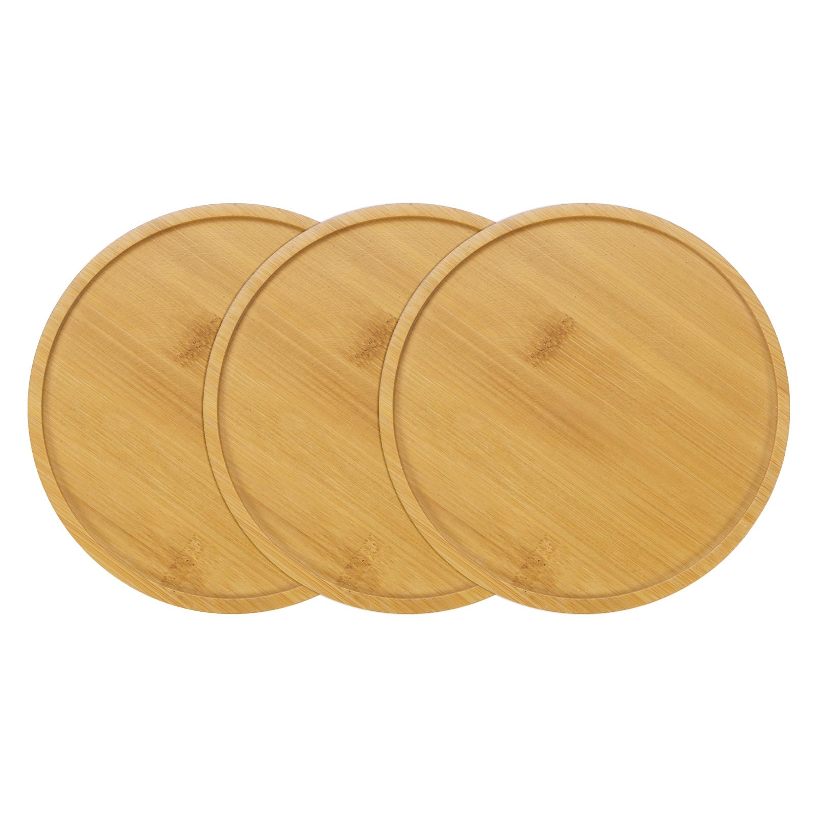 M METERXITY 3-Pack Bamboo Plant Saucer, 5.3 Inch ID Plant Saucer Round Bamboo Tray Plant Plates for Flower Pots/Succulent Pots, Planter Pot Tray [Natural Color]