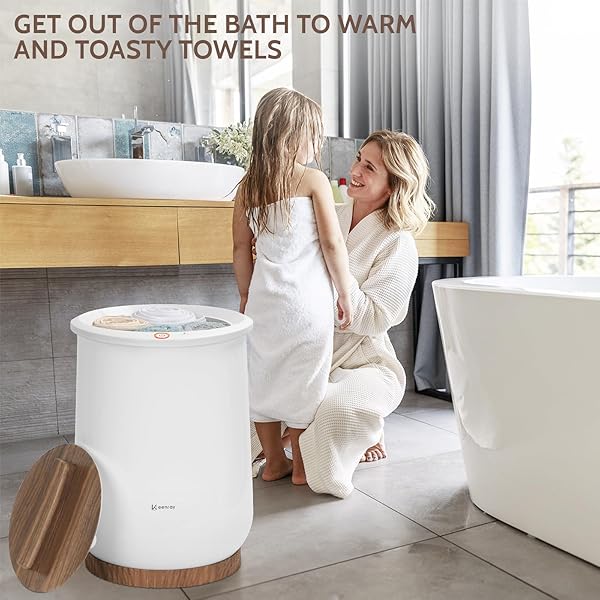 KEENRAY TOWEL WARMER, LUXURY TOWEL WARMER BUCKET, LARGE TOWEL WARMERS FOR BATHROOM, AUTO SHUT OFF, FITS UP TO TWO 40″X70″ OVERSIZED TOWELS, BATHROBES, BLANKETS, PJ’S AND MORE, CL1(BROWN)
