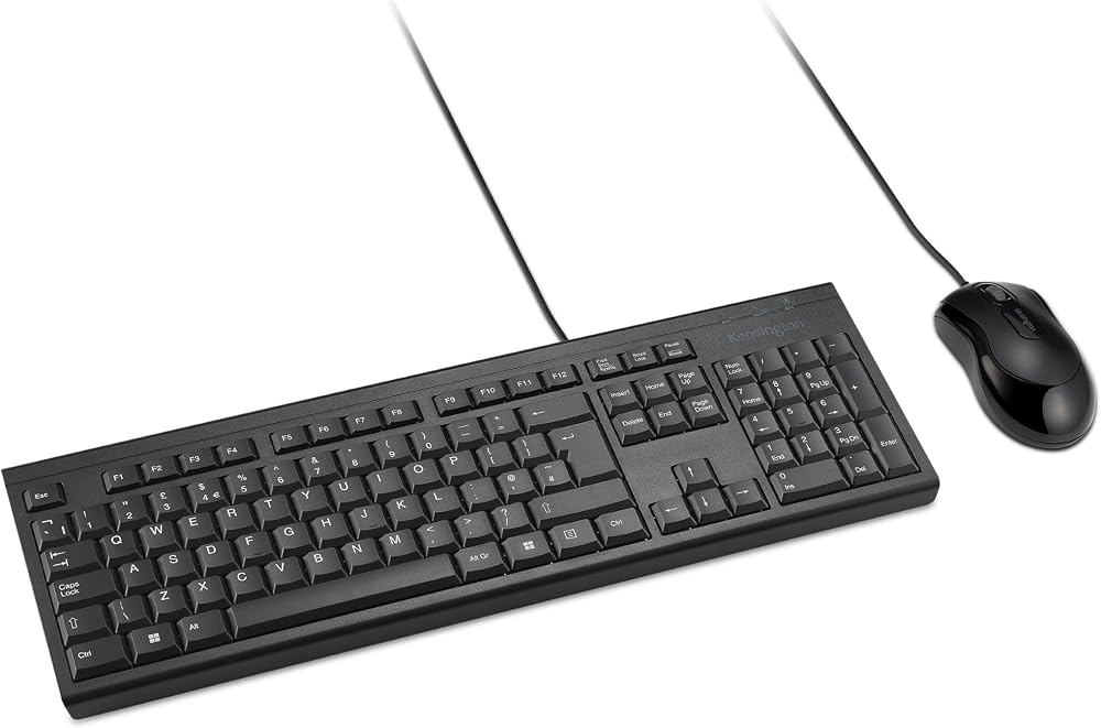 Kensington KM100 EQ Wired Keyboard and Ambidextrous Mouse Combo Black