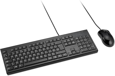 Kensington KM100 EQ Wired Keyboard and Ambidextrous Mouse Combo Black