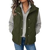 Zeagoo Women Oversized Puffer Vest Stand Collar Zip Up Sleeveless Outerwear | Lightweight Quilted Vest,Full Zip Snap Front,Re
