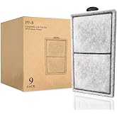 Pryitier 9 Pack PF-S Filter Cartridges Only Fit to Top Fin PF10 Power Filter, Replacement Fish Tank Refill with Zeolite for PF-S(Product Size: 5.19 x 3.09 inches, not Include Handle)