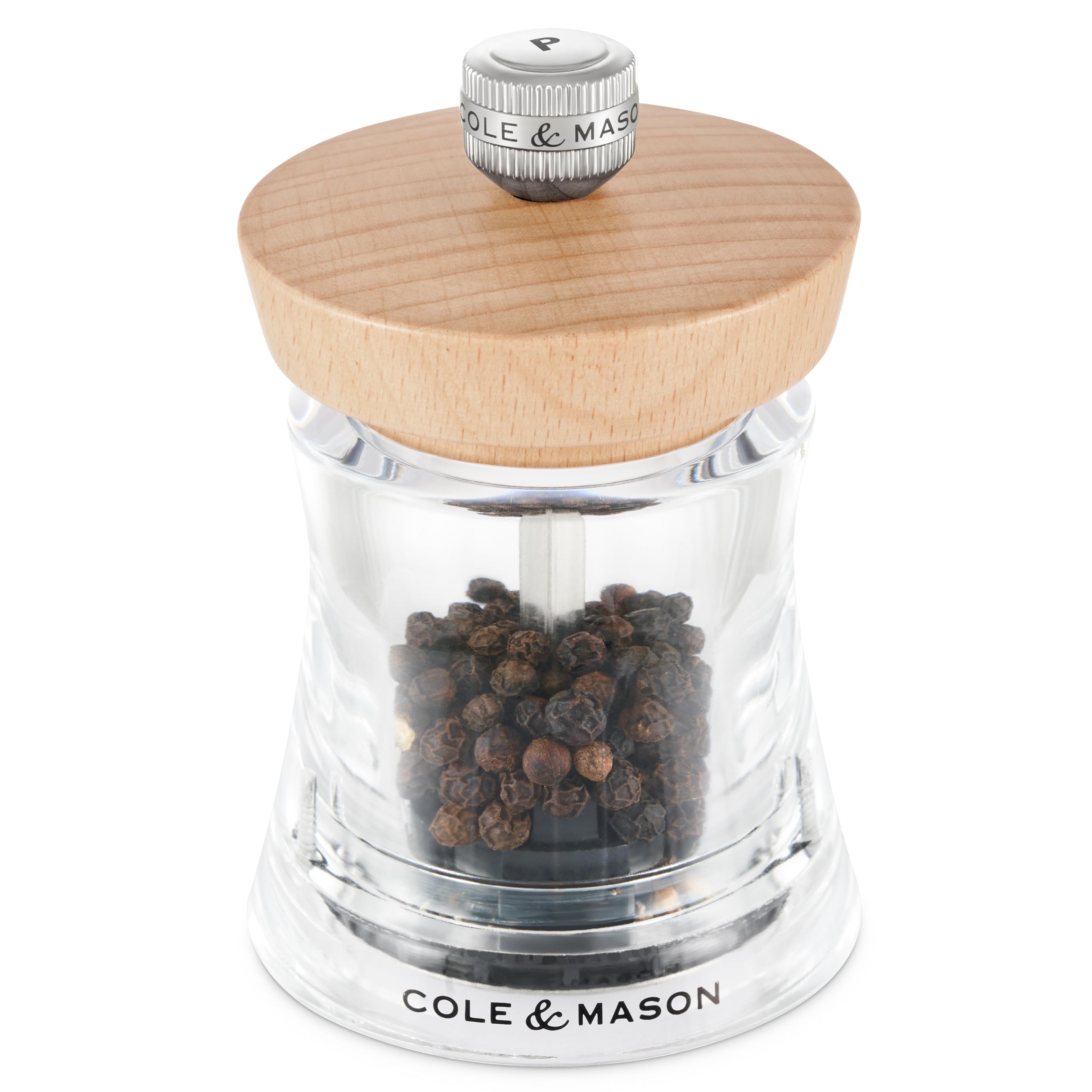 Cole & Mason Holborn Pepper MillNatural Beech, 95mm, Pepper Grinder with Adjustable Coarseness, Precision+ Carbon Mechanism, Lifetime Mechanism Guarantee