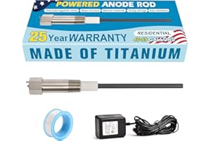 YUBEYI Powered Anode Rod for Water Heater, Suitable for 40-89 Gallon Tanks，24-Hour Egg/Sulfur Smell Elimination, Stops Corrosion and Reduces Limescale, Electric Anode Rod Made of Titanium, 25-Year Warranty